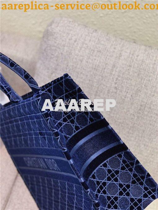Replica Dior Book Tote Blue Cannage Embroidered Velvet M1286 22
