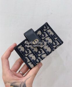 Replica Dior 30 Montaigne 5-Gusset Card Holder Blue Oblique Jacquard S