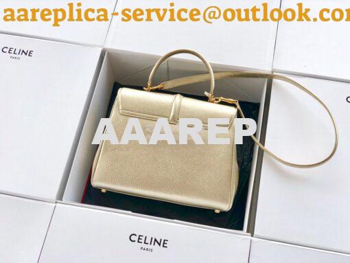 Replica Celine 16 Bag In Grained Calfskin 187373 2 Sizes Metallic Gold 4