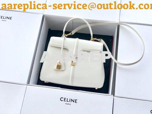 Replica Celine 16 Bag In Grained Calfskin 187373 2 Sizes White 4