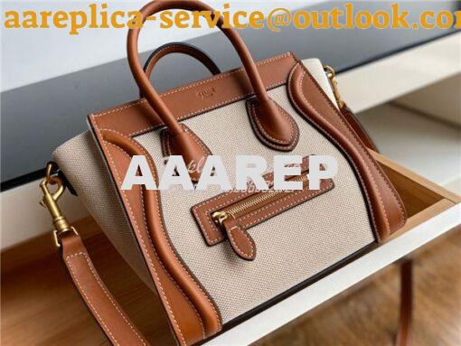 Replica Celine Luggage Bag In Textile And Natural Calfskin 189242 Tan/