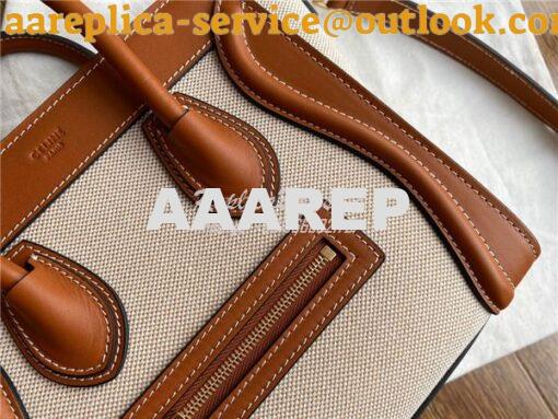 Replica Celine Luggage Bag In Textile And Natural Calfskin 189242 Tan/ 3