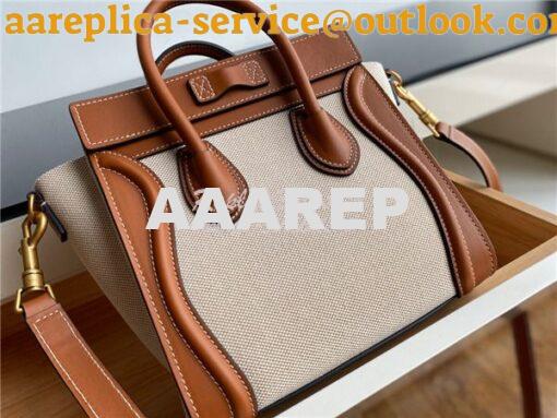 Replica Celine Luggage Bag In Textile And Natural Calfskin 189242 Tan/ 5