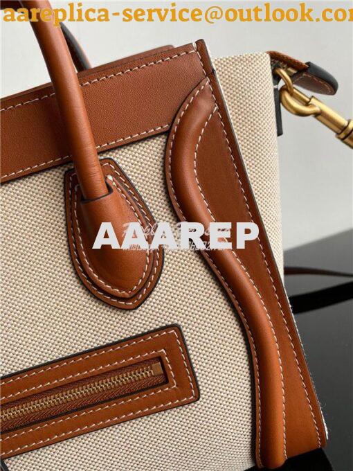 Replica Celine Luggage Bag In Textile And Natural Calfskin 189242 Tan/ 11