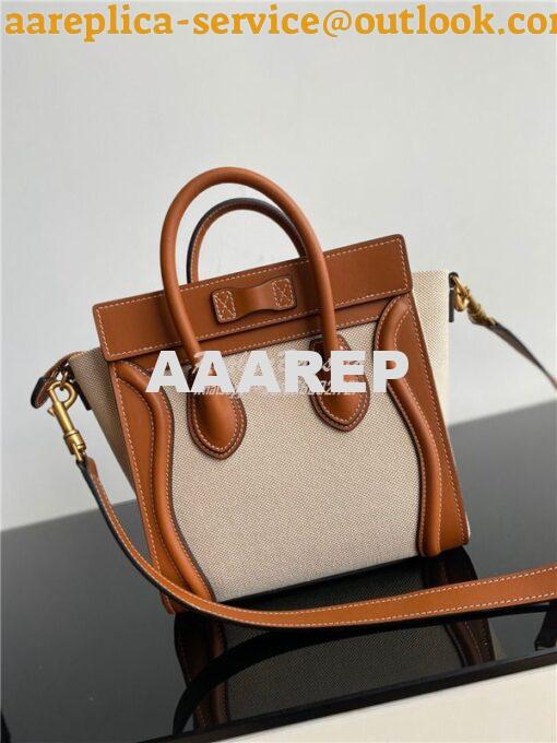 Replica Celine Luggage Bag In Textile And Natural Calfskin 189242 Tan/ 18