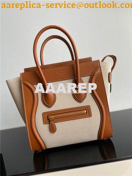 Replica Celine Luggage Bag In Textile And Natural Calfskin 189242 Tan/ 20