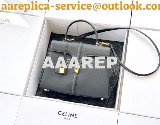 Replica Celine 16 Bag In Grained Calfskin 187373 2 Sizes Black 13