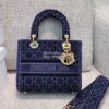 Replica Dior Medium Lady D-lite Bag Blue Cannage Embroidered Velvet M0