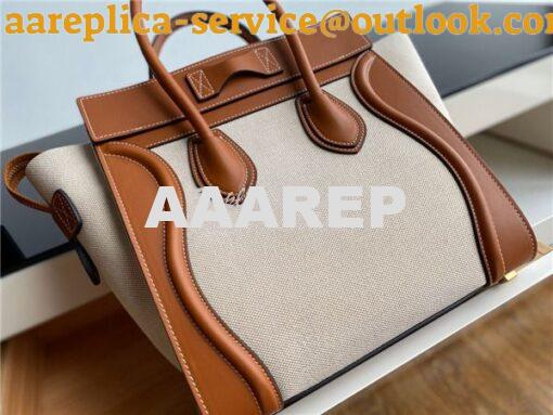 Replica Celine Luggage Bag In Textile And Natural Calfskin 189242 Tan/ 29