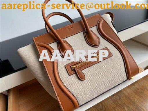 Replica Celine Luggage Bag In Textile And Natural Calfskin 189242 Tan/ 31