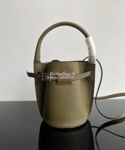 Replica Celine Big Bag Nano Bucket in Supple Grained Calfskin Army Gre
