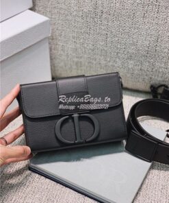 Replica Dior 30 Montaigne Box Bag M9204 Black Ultramatte Grained Calfs
