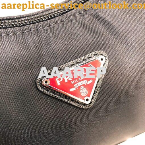 Replica Prada Re-Edition 2000 Nylon Mini-Bag 1NE515 Black with Red Log 3