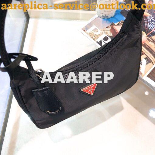 Replica Prada Re-Edition 2000 Nylon Mini-Bag 1NE515 Black with Red Log 4