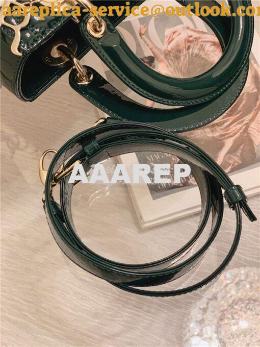 Replica Dior Medium Lady Dior Flap Cover Patent Calfskin Bag M0565 Gre 14
