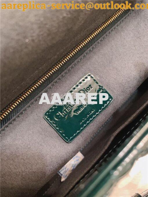 Replica Dior Medium Lady Dior Flap Cover Patent Calfskin Bag M0565 Gre 16