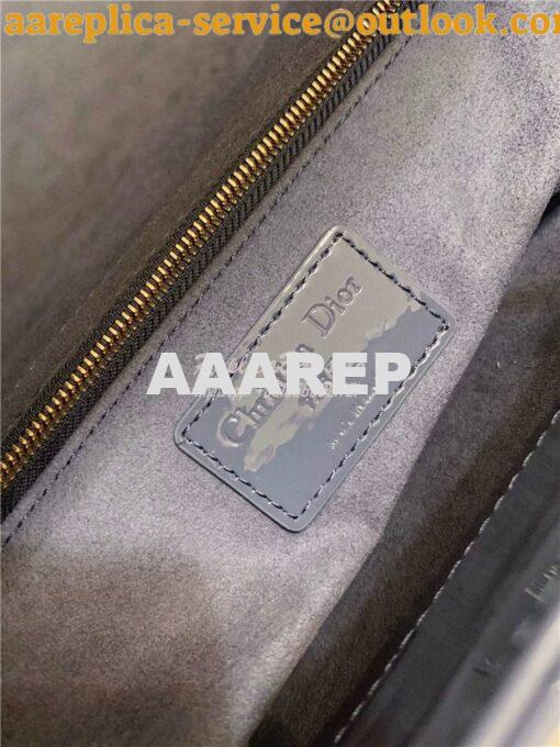 Replica Dior Medium Lady Dior Flap Cover Patent Calfskin Bag M0565 Ash 13
