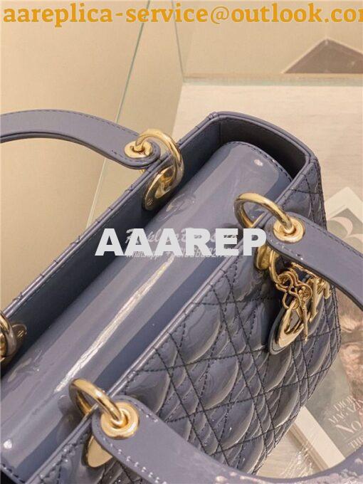 Replica Dior Medium Lady Dior Flap Cover Patent Calfskin Bag M0565 Ash 16