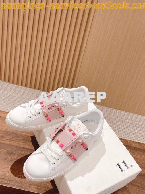 Replica Valentino Open Sneaker In Calfskin Leather with Rockstuds WS07 2