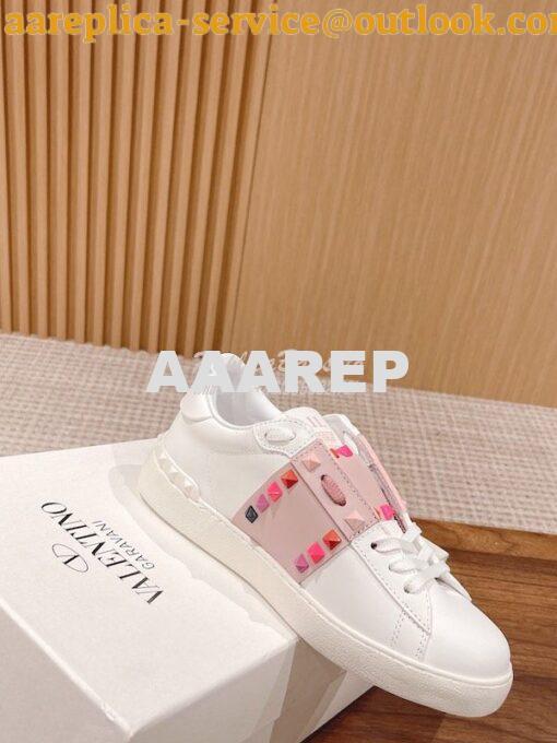 Replica Valentino Open Sneaker In Calfskin Leather with Rockstuds WS07 4