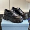 Replica Prada Monolith brushed leather lace-up shoes 1E254N Black