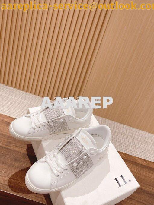Replica Valentino Open Sneaker In Calfskin Leather with Crystals WS078 2