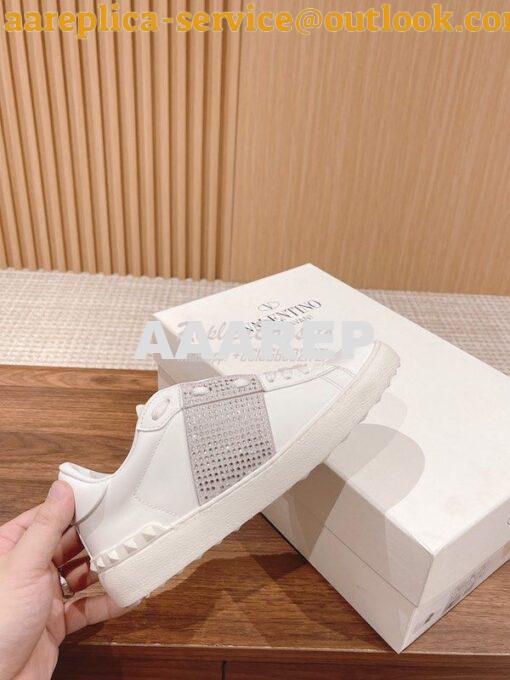 Replica Valentino Open Sneaker In Calfskin Leather with Crystals WS078 4
