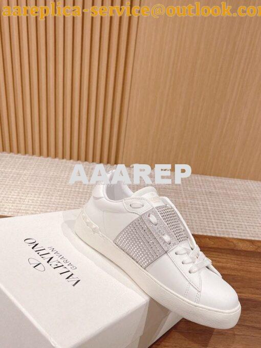 Replica Valentino Open Sneaker In Calfskin Leather with Crystals WS078 5
