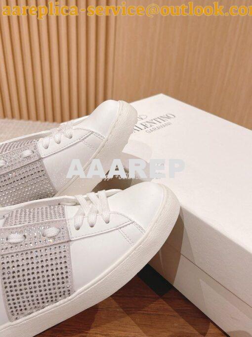 Replica Valentino Open Sneaker In Calfskin Leather with Crystals WS078 6