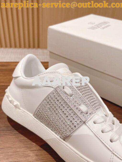 Replica Valentino Open Sneaker In Calfskin Leather with Crystals WS078 7