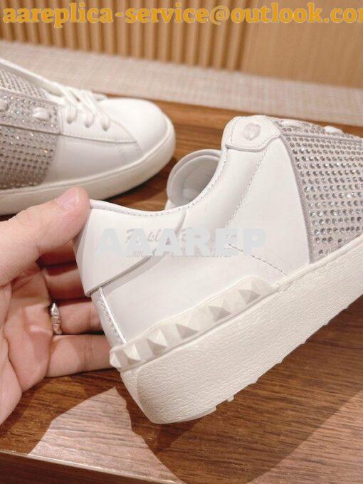 Replica Valentino Open Sneaker In Calfskin Leather with Crystals WS078 8