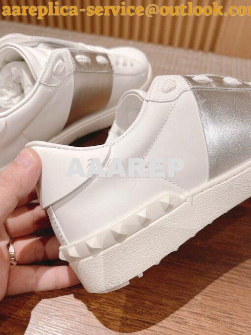 Replica Valentino Open Sneaker In Calfskin Leather WS0781 Metallic Sil 8