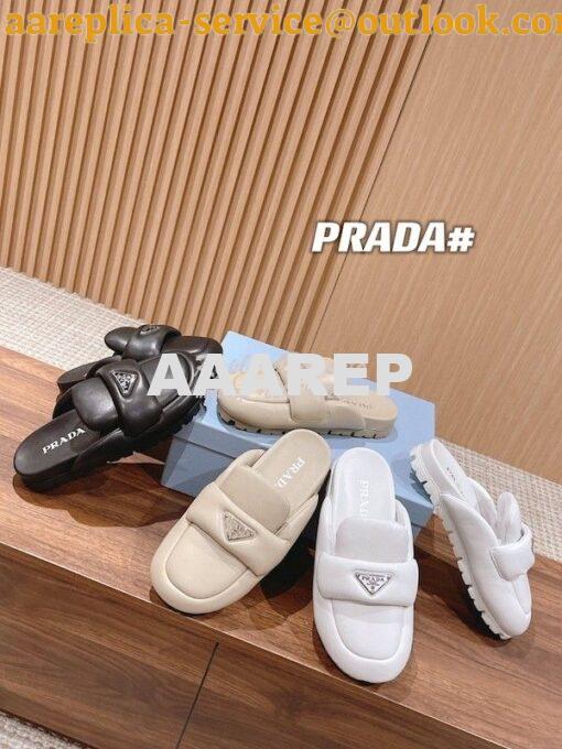 Replica Prada Mules Soft Padded Nappa Leather Sabots 1D109N