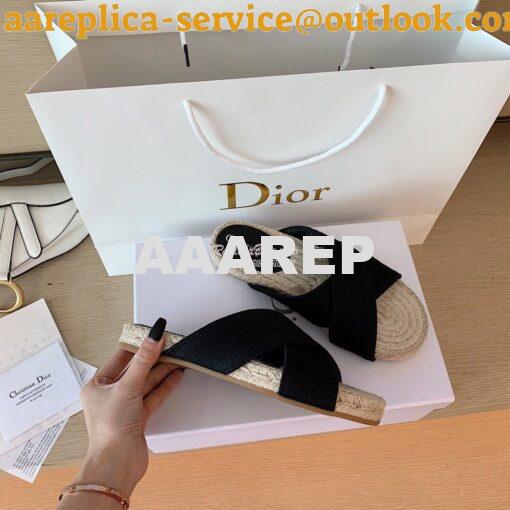 Replica Dior Granville Mule Black Embroidered Cotton KCQ392 8