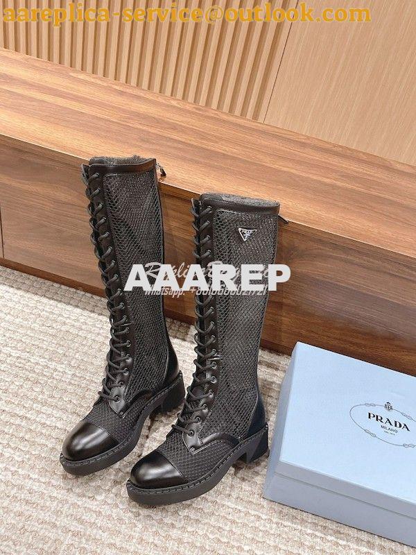 Replica Prada Brushed Leather And Mesh Boots 1W907M 2 Replica Prada Brushed Leather And Mesh Boots 1W907M 2