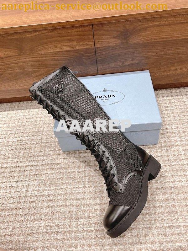Replica Prada Brushed Leather And Mesh Boots 1W907M 4 Replica Prada Brushed Leather And Mesh Boots 1W907M 4