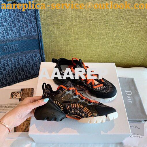 Replica Dior D-Connect Sneaker Technical Fabric Ochre Feu D'Artifice P 3