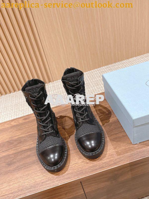 Replica Prada Brushed Leather And Mesh Ankle Boots 1W907M Replica Prada Brushed Leather And Mesh Ankle Boots 1W907M
