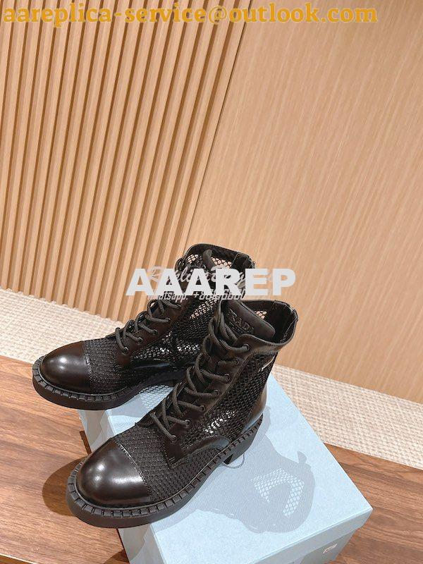 Replica Prada Brushed Leather And Mesh Ankle Boots 1W907M 2 Replica Prada Brushed Leather And Mesh Ankle Boots 1W907M 2
