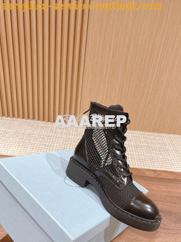 Replica Prada Brushed Leather And Mesh Ankle Boots 1W907M 3 Replica Prada Brushed Leather And Mesh Ankle Boots 1W907M 3