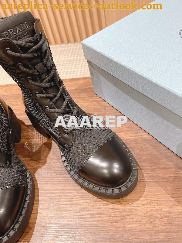 Replica Prada Brushed Leather And Mesh Ankle Boots 1W907M 4 Replica Prada Brushed Leather And Mesh Ankle Boots 1W907M 4