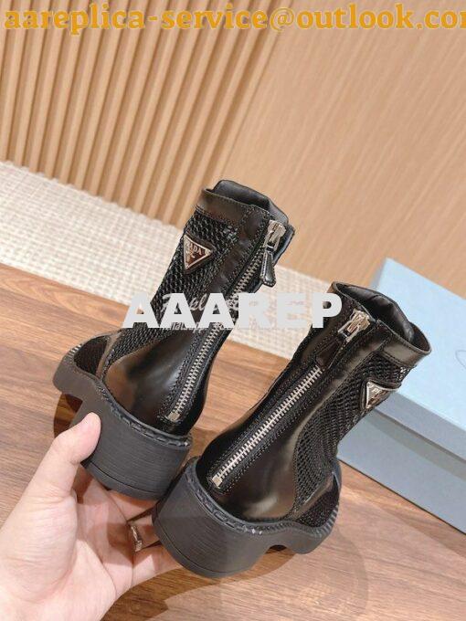 Replica Prada Brushed Leather And Mesh Ankle Boots 1W907M 9