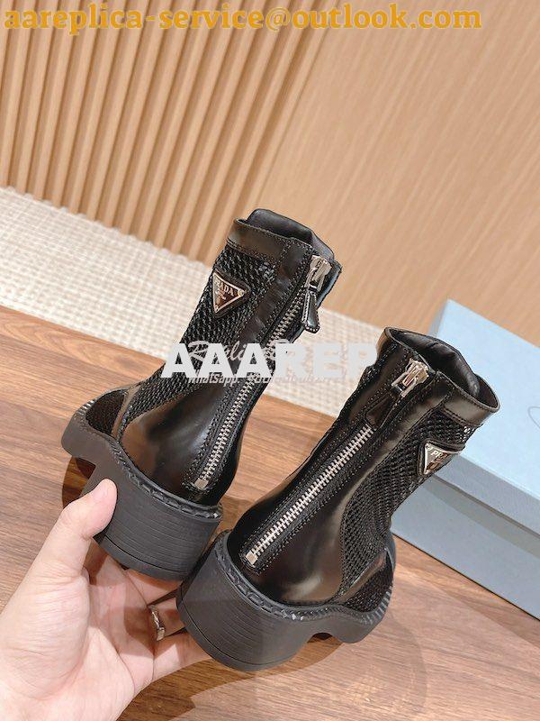 Replica Prada Brushed Leather And Mesh Ankle Boots 1W907M 9 Replica Prada Brushed Leather And Mesh Ankle Boots 1W907M 9
