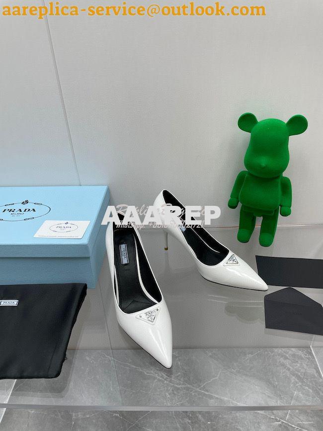 Replica Prada Brushed leather slingback pumps 85mm 1I001N 4 Replica Prada Brushed leather slingback pumps 85mm 1I001N 4