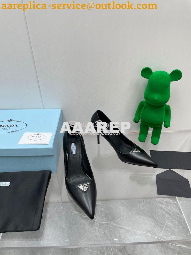 Replica Prada Brushed leather slingback pumps 85mm 1I001N 12 Replica Prada Brushed leather slingback pumps 85mm 1I001N 12