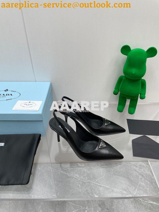Replica Prada Brushed leather slingback pumps 65mm 1I002N 11 Replica Prada Brushed leather slingback pumps 65mm 1I002N 11