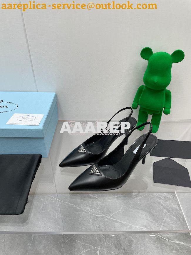 Replica Prada Brushed leather slingback pumps 65mm 1I002N 15 Replica Prada Brushed leather slingback pumps 65mm 1I002N 15