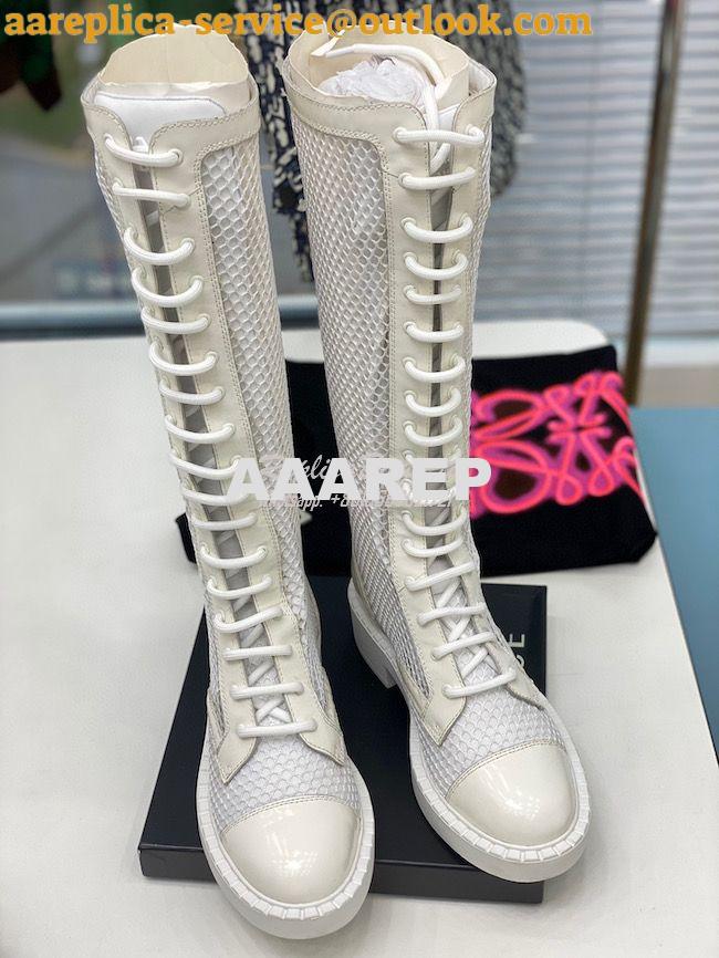Replica Prada Brushed leather and mesh boots 1W907M White 4 Replica Prada Brushed leather and mesh boots 1W907M White 4