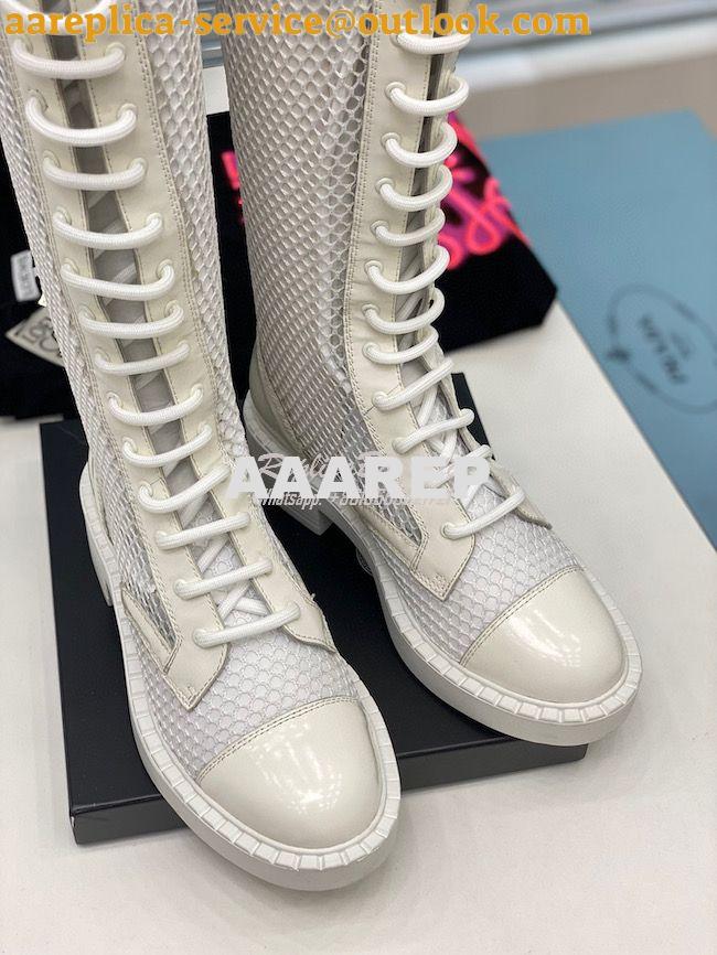 Replica Prada Brushed leather and mesh boots 1W907M White 6 Replica Prada Brushed leather and mesh boots 1W907M White 6