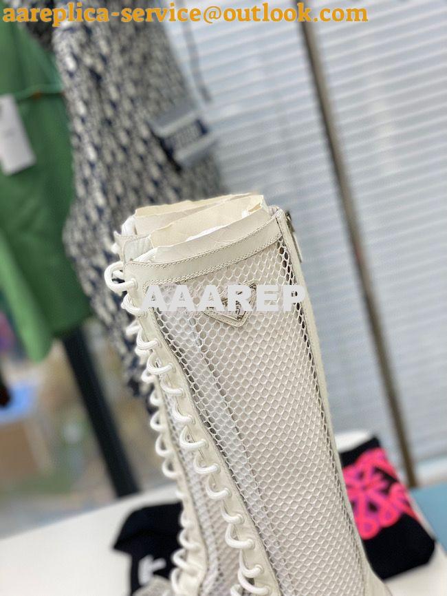 Replica Prada Brushed leather and mesh boots 1W907M White 7 Replica Prada Brushed leather and mesh boots 1W907M White 7